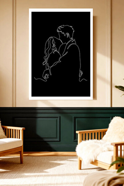 Mushen Studio Tablou minimalist negru, cu o singură linie, romantic, fără ram...