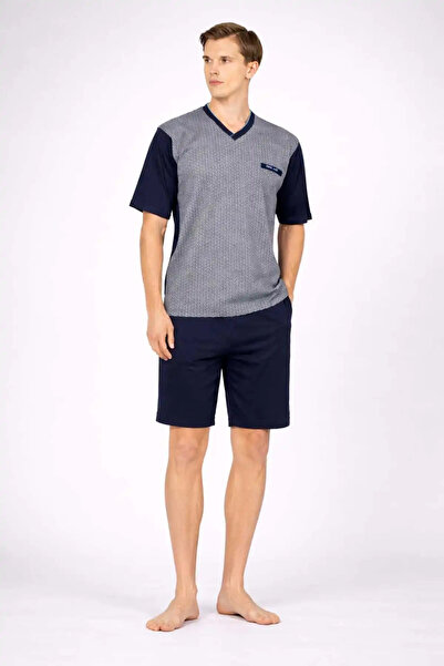 Pierre Cardin Men's V-Neck 3-Piece Pajama Set Navy Blue Color 026Pc.Z.6Eta1.G...