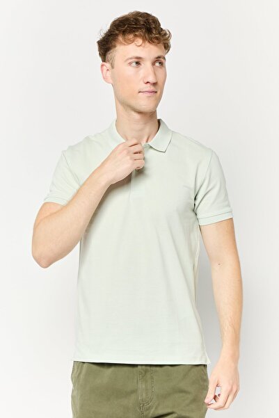 CELIO قميص بولو رجالي عادي بأكمام قصيرة، لون أخضر فاتح