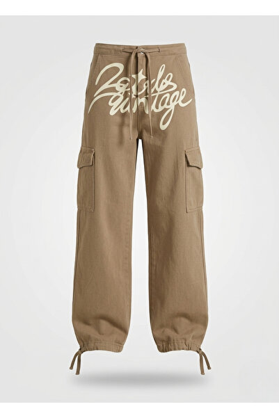 8line Cream Grunge Cargo Pants