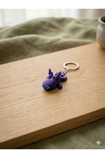 3D Moving Purple Light Fury Keychain