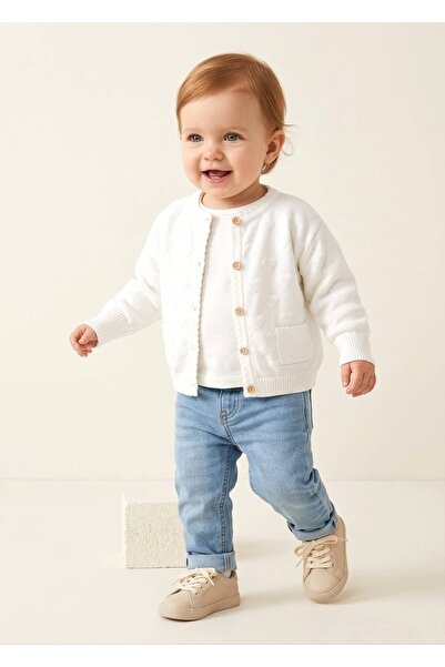 Ozmoz By Mukadder Özden Organic Knitwear Long Sleeve White Spring Cardigan fo...