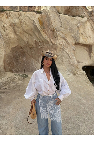 kırmızı butiks Λευκή Φούστα Παρεό με Διακοσμητικά Κορδόνια