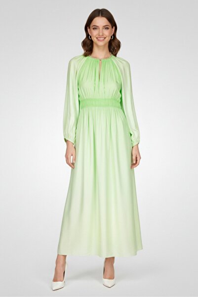 SANDRO Women Rhinestone Maxi Dress, Lime Green