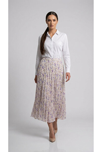 Apsen Collection Apsen Kadın Pudra Çiçek Desenli Piliseli Beli Lastikli Dokum...