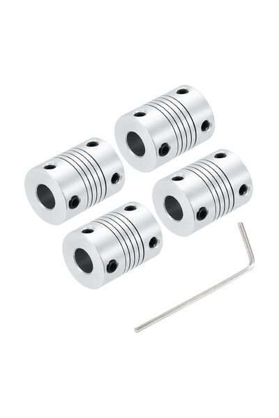 QUARKZMAN Set of 4 flexible couplings, 8 mm to 8 mm shaft, aluminum, L25xD19m...