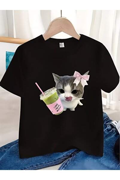 PixelWear Matcha Cat Kids Unisex Oversize T-Shirt