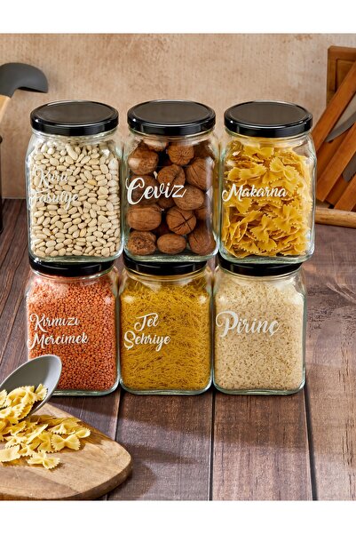 MODA OZY 6-Piece 1600ml Glass Legume Jars with Metal Lids, 21 Transparent Sto...