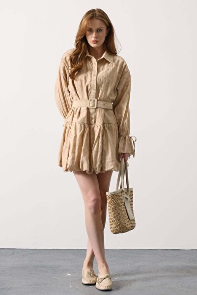 Secret Passion Lingerie Patterned Sleeves Lace-Up Belt Detail Women's Mini Dr...