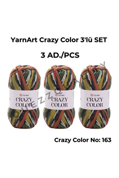 Yarnart مجموعة كريزي كولور المكونة من 3 خيوط محبوكة يدويًا رقم: 110