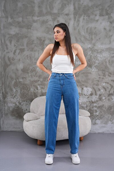 ZAVIXO Women's Blue Color Wide Baggy Jeans