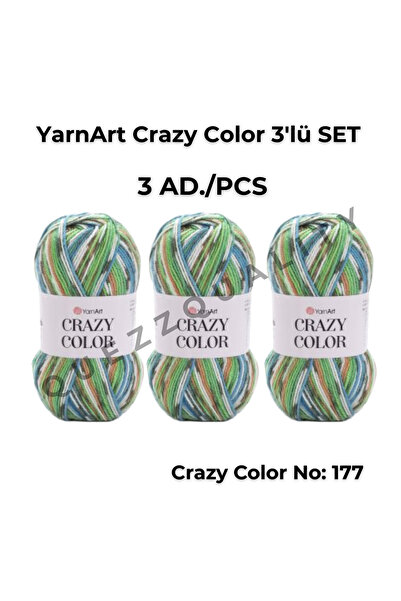 Yarnart مجموعة كريزي كولور المكونة من 3 خيوط محبوكة يدويًا رقم: 110