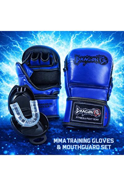 Dragondo MMA Eldiven + Dişlik İkili Set – sparring Boks Eldiveni, Ağız Koruyu...