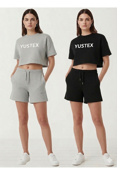 CAONNES 2-Pack Women's Shorts Set - Black and Gray High-Waisted No-Show Overs...