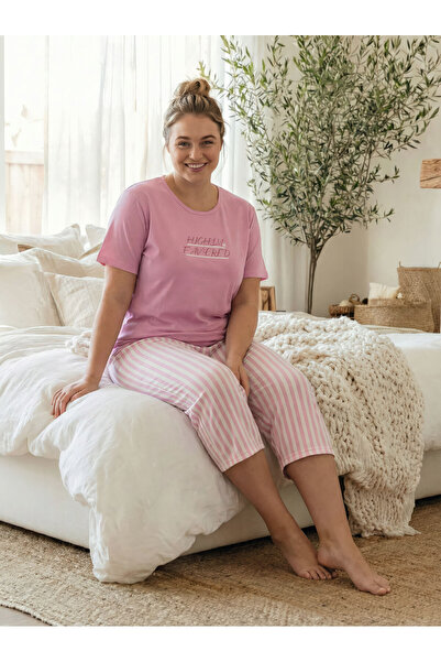 MEBA Γυναικείο Σετ Πιτζάμες Μεγάλου Μεγέθους από Βαμβακερό Βαμβάκι Πολυεστέρα...