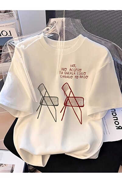 AEMİ Μπλουζάκι με στάμπα Unisex Design Oversize Crew Neck