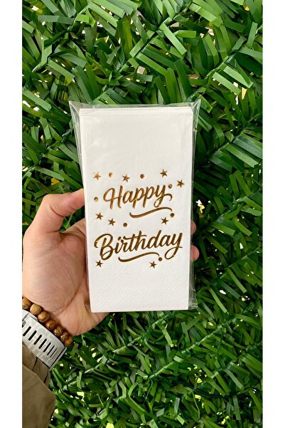 MFM Happy Birthday Gold Napkin Gilded 12 Pieces