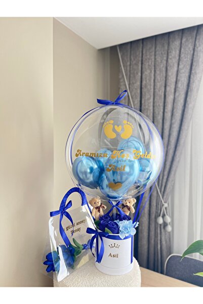 kutubalonantalya Yenidoğan bebek balon kutusu - yenidoğan hediyesi - kutu balon