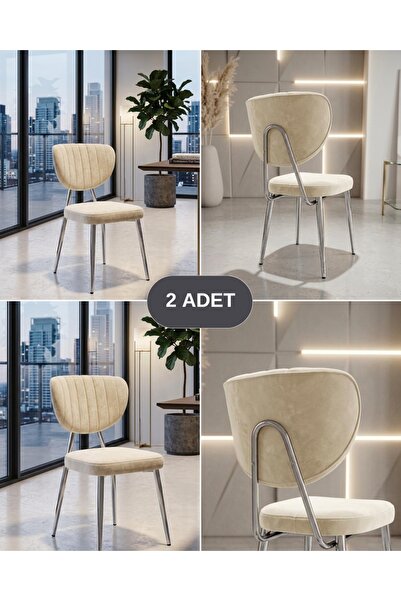 ÖZCAN METAL 2 Adet Krom Metal Ayak Kelebek Mutfak Salon Sandalyesi Kafe Resto...