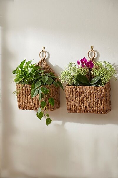 Bayev 2 τεμάχια Διακοσμητικό καλάθι από ψάθινο πλέγμα που κρεμιέται HSR004 - ...