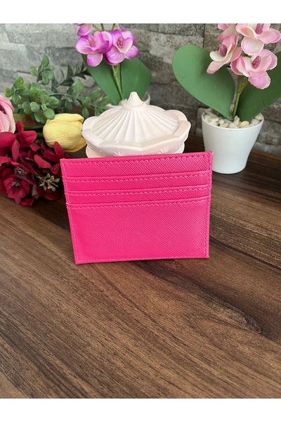 Omarder Deri Women's Faux Leather Pink Card Holder, Wallet