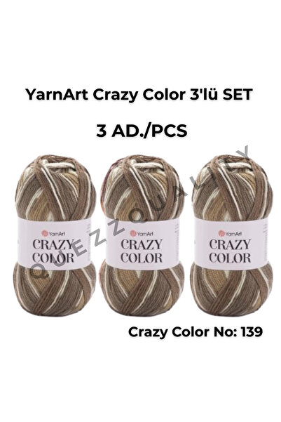 Yarnart مجموعة كريزي كولور المكونة من 3 خيوط محبوكة يدويًا رقم: 110