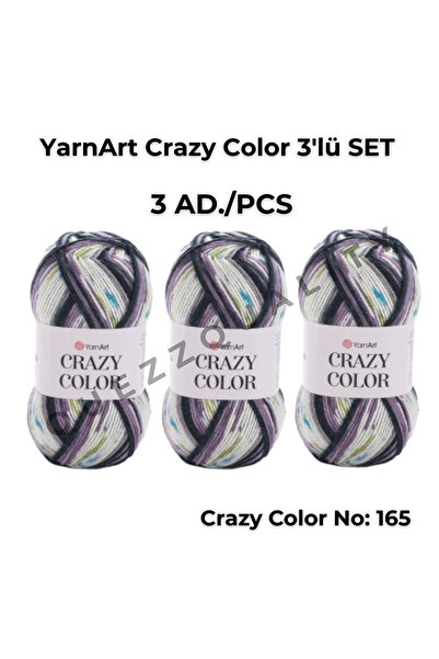 Yarnart مجموعة كريزي كولور المكونة من 3 خيوط محبوكة يدويًا رقم: 110