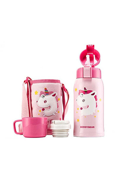 Beddybear Termos pentru copii cu husă, pai și cană, BeddyBear, Unicorn, 600 m...
