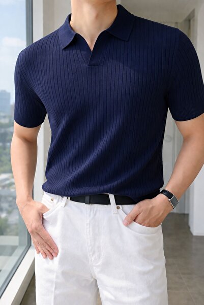 HYMAN Ανδρικό μπλουζάκι πόλο με λεπτή ύφανση και υπερμεγέθη κορδόνια