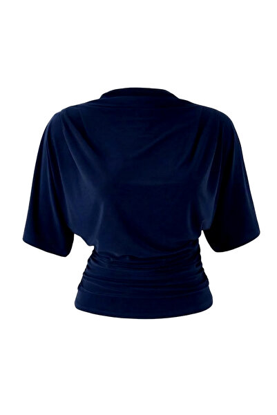 Edela Bluză de damă mulată pe corp, cu mâneci liliac și șnur elastic