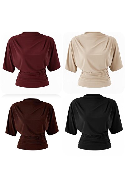 peri tower Pachet Advantage din 4 piese pentru femei, roșu claret, negru, bej...