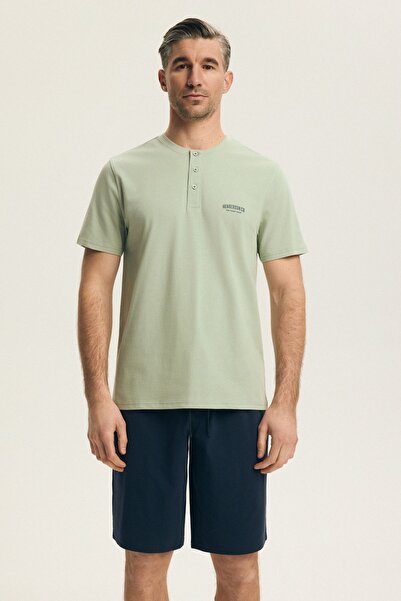 Henderson Men's Pajamas Set T-Shirt & Shorts Henley Neck with Buttons Classic...
