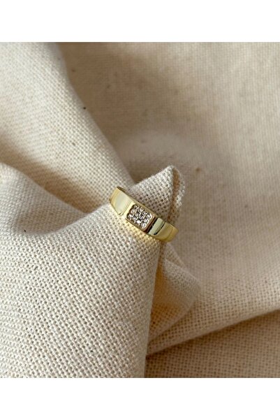 Haziran Accessory, Square Stone Gold Adjustable Gold Women's Ring