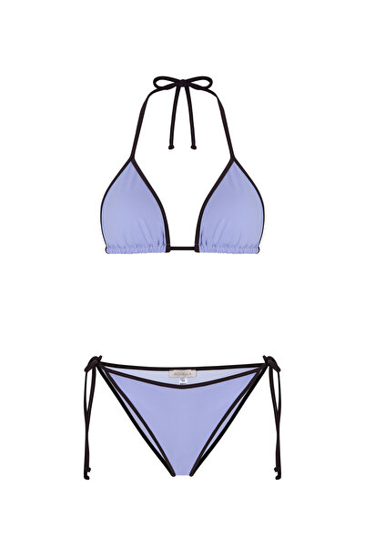 AQUELLA Lilac Triangle Bikini Set with Piping Detail
