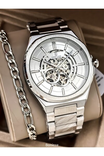 Reward Automatic (Battery-Free) Men's Wristwatch, Silver Steel Band, Function...