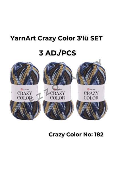 Yarnart مجموعة كريزي كولور المكونة من 3 خيوط محبوكة يدويًا رقم: 110