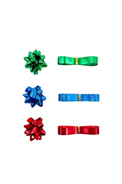 AFO Set of 3 Ribbons 5cm with Glue and 2m Roll Glitter Red Blue Green