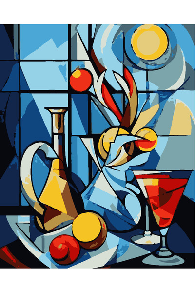 Sayılarla boyama Kasnaklı Tablo Seti Fırça Boya Dahil 40x50cm ABSTRACT II