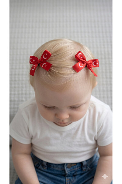 Toka Perisi Turkish Flag April 23 October 29 Eid Hair Clip (Hairless Baby Hai...