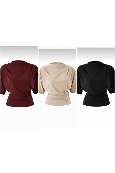 peri tower Pachet Advantage din 3 piese pentru femei, roșu claret, negru, bej...