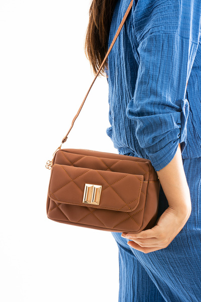 Meryem Çanta Women's Quilted Patterned Zippered Cover Adjustable Strap 2 Comp...