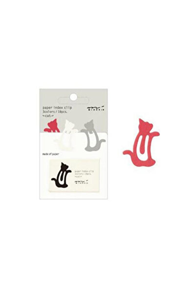 Midori Paper Index Clip 18'li Paket Klips Kedi