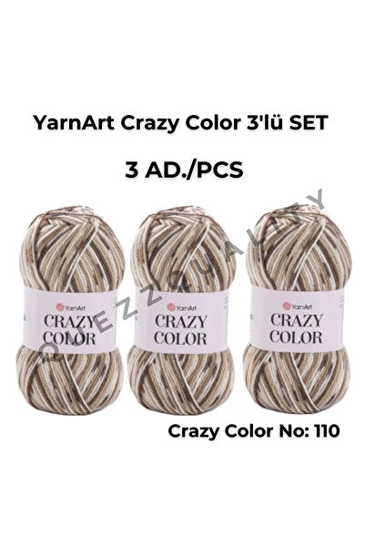 Yarnart مجموعة كريزي كولور المكونة من 3 خيوط محبوكة يدويًا رقم: 110