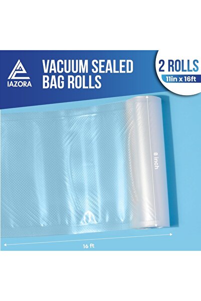 IAZORA Free-Cut Vacuum Sealer Bags for Food, 2 Rolls (11inX16ft)