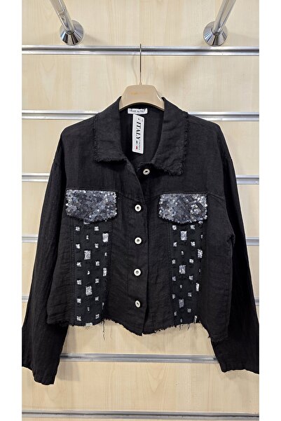 Park Moda Italian Linen Jacket with Sequin Detail