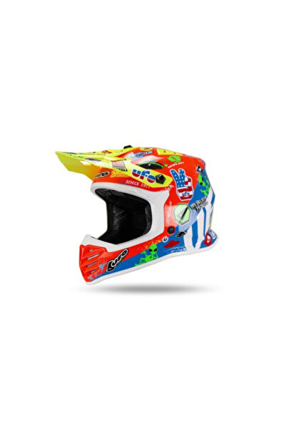 UFO Plast Korey children's motocross/enduro helmet, blue/red/yellow, M