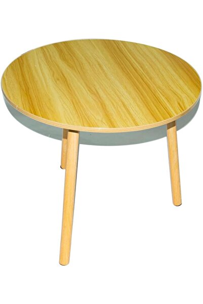 GEARELEC Wooden Table with 3 Legs Pillar Coffee Table