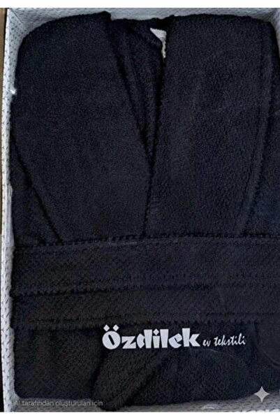 Özdilek Colored(Avm) Black Shawl Bathrobe (XXL)