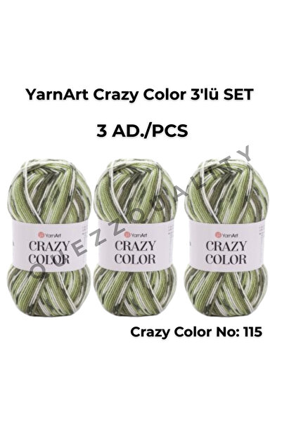 Yarnart مجموعة كريزي كولور المكونة من 3 خيوط محبوكة يدويًا رقم: 110