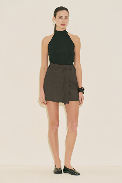Manuka Belted Detail Shorts Skirt Brown